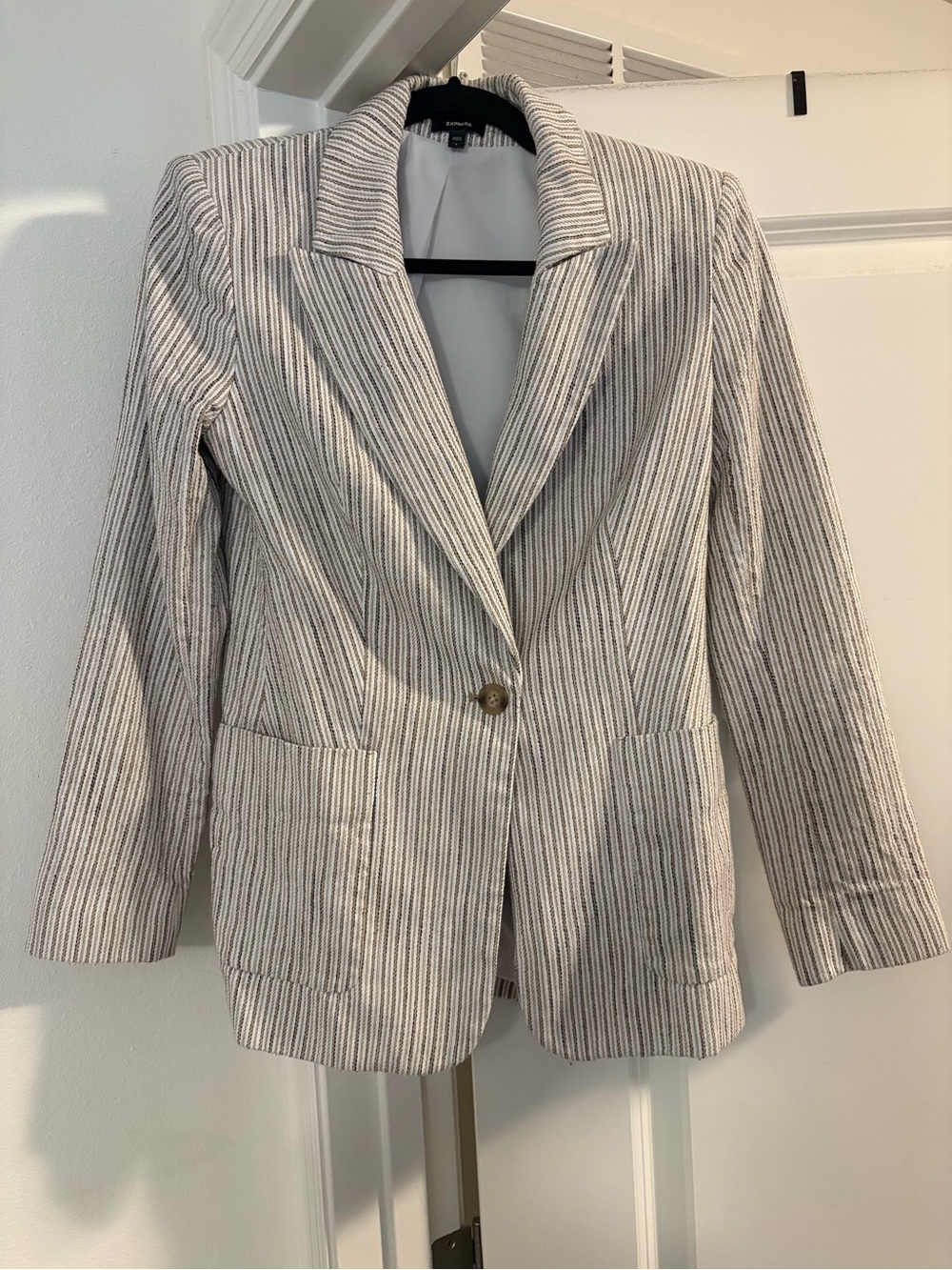 Express women’s striped long slim blazer